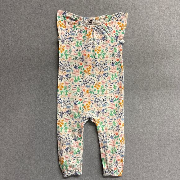 Tea Collection Bundle of 2 Plaid Floral One Piece Romper Jumpsuits Baby 18-24M - Picture 6 of 8